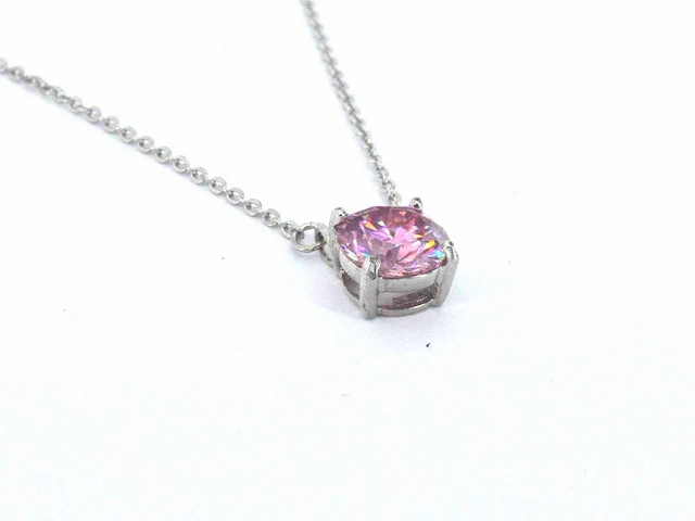 Moissaniet solitair halsketting roze - afbeelding 11 van  11