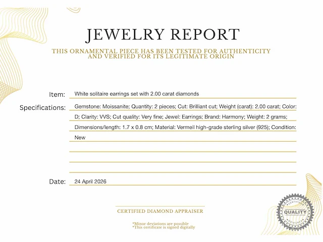 Moissaniet solitair oorbellen 2.00 ct - afbeelding 9 van  9