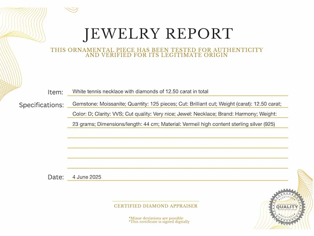 Moissaniet tenniscollier 12.50 ct - afbeelding 8 van  8