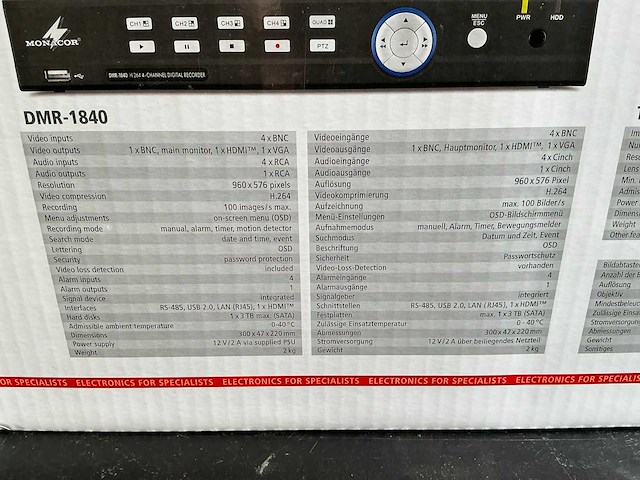 Monacor 1840 video surveillanceset (2x) - afbeelding 4 van  5