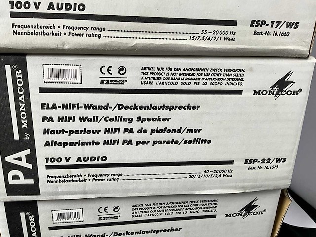 Monacor esp-17/ws en esp-22/ws wand-/plafondspeaker (4x) - afbeelding 7 van  7