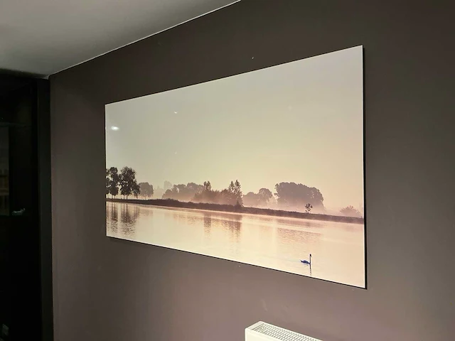 Mondiart aluart – ''landschap met zwaan bij zonsopkomst'' 80x160 cm - afbeelding 2 van  8