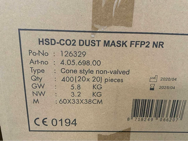 Mondkapje hsd-co2 ff2p (4800x) - afbeelding 5 van  15