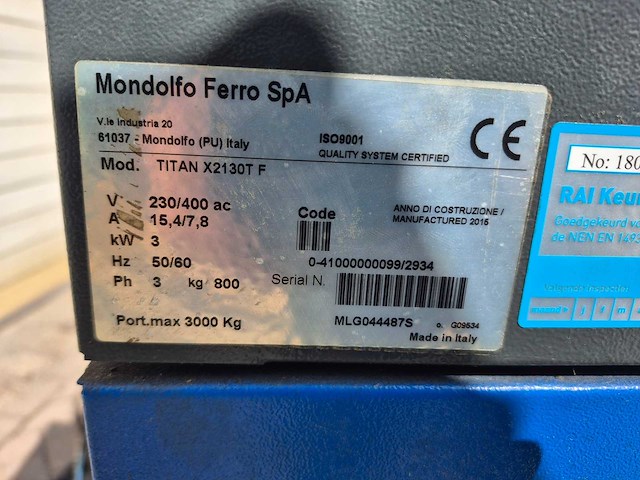Mondolfo ferro - 2015 - titan - schaarhefbrug - afbeelding 6 van  7