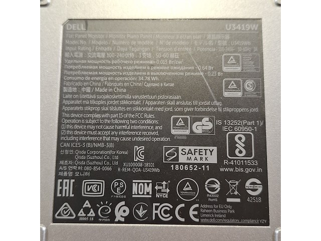 Monitor, dell, u3419w - afbeelding 9 van  15