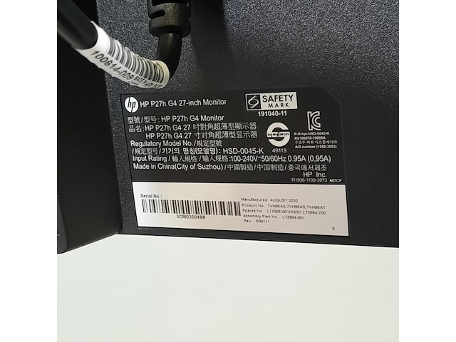 Monitor, hp, p27h g4 27-inch monitor, 2020 - afbeelding 7 van  9