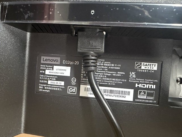 Monitor, lenovo, d32qc-20, zwart - afbeelding 8 van  9