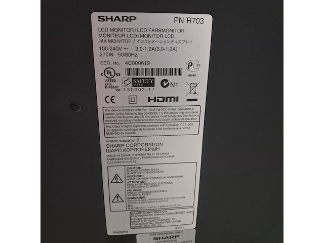 Monitor op standaard, sharp, pn-r703 - afbeelding 3 van  9