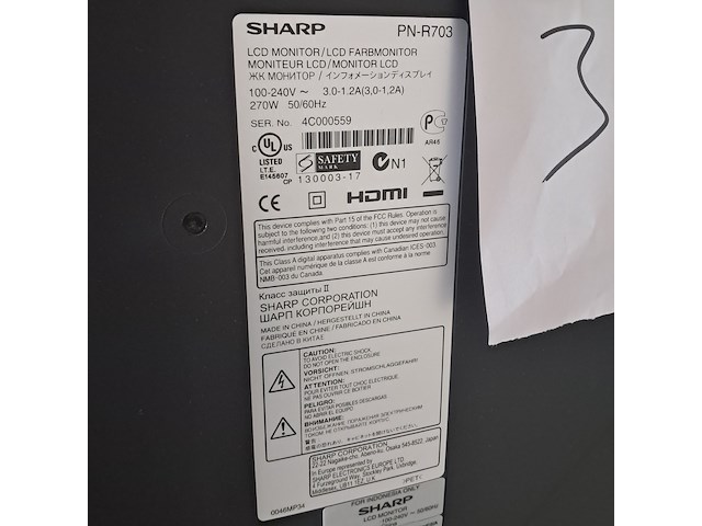 Monitor op stander, sharp, pn-r703 - afbeelding 5 van  10