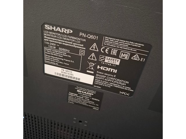 Monitor, sharp, pn-q601 - afbeelding 6 van  7
