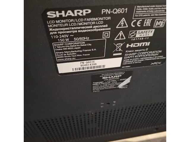 Monitor, sharp, pn-q601 - afbeelding 3 van  8