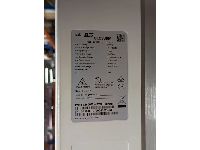 Monofasige fotovoltaïsche omvormer, solaredge, se2000m-rwk01nnn4 - afbeelding 4 van  5