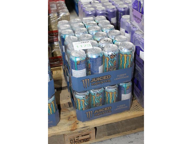 Monster energy aussie lemonade 48 blikken tht 1-2027. bod is inclusief 5,40 euro statiegeldwaarde - afbeelding 2 van  2