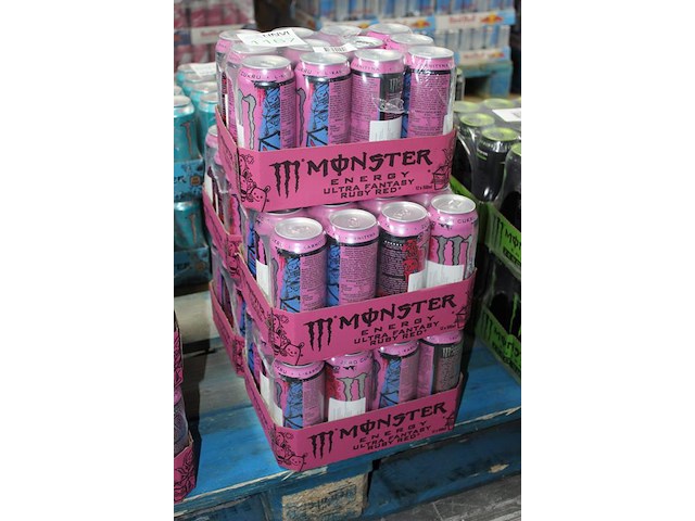 Monster energy ultra fantasy ruby red 60 blikken met tht 5-2027. bod is inclusief 9 euro statiegeldwaarde - afbeelding 2 van  2