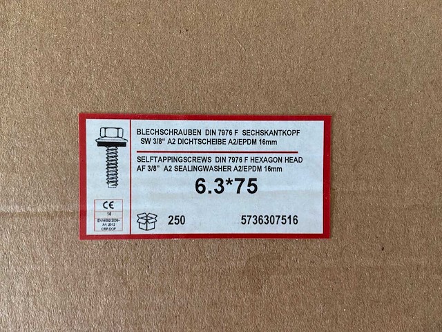 Montageschroef met neopreenring (6.3x75 mm, 3.750 stuks) - afbeelding 4 van  5