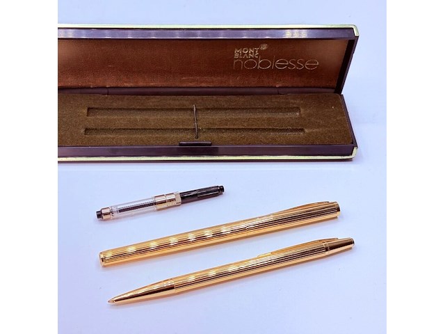Montblanc noblesse 14kt gouden vulpen/balpen set - afbeelding 5 van  10