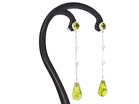 Mooie hangende oorbellen met diamanten en peridot - afbeelding 5 van  9