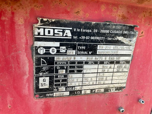 Mosa ts 350 sxl-bc lasmachine/generator op aanhanger - afbeelding 8 van  8