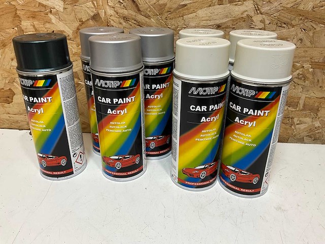 Motip acrylak autoverf diverse kleuren (8x) - afbeelding 1 van  4