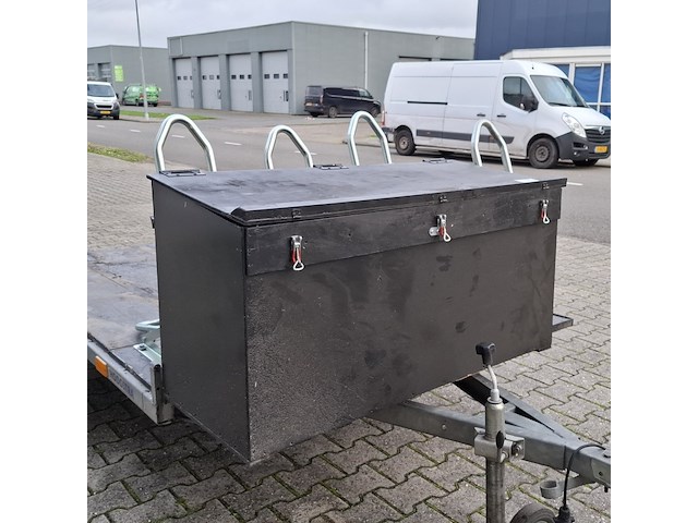 Motor / fiets aanhanger + opbergbox, grijs / chroom - afbeelding 7 van  20