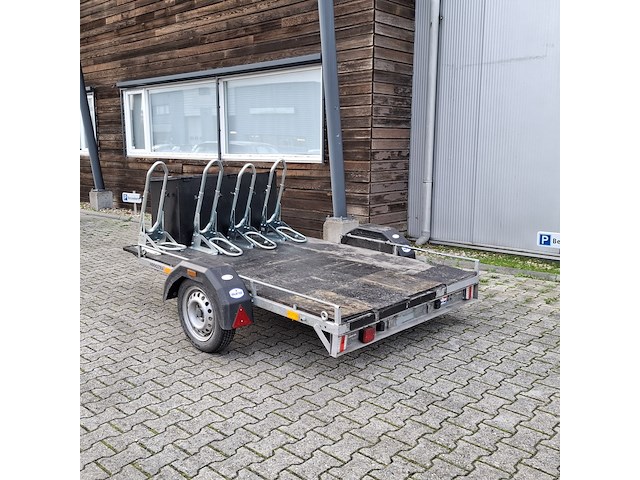 Motor / fiets aanhanger + opbergbox, grijs / chroom - afbeelding 1 van  20