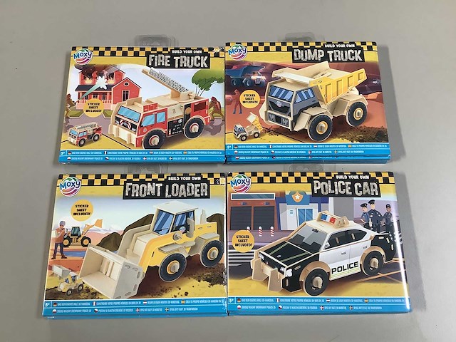 Moxy speelgoed - bouw je eigen houten 3d-voertuig (truck/ dump truck/ front loader/ police car) (960x) - afbeelding 7 van  9
