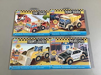 Moxy speelgoed - bouw je eigen houten 3d-voertuig (truck/ dump truck/ front loader/ police car) (960x)
