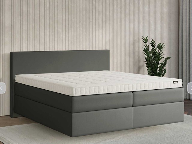 Mozart - premium boxspring crush grey leather 180 x 200 cm - afbeelding 1 van  5