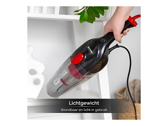 Mpm 2-in-1 stofzuiger zonder zak 600w rood/zwart - afbeelding 2 van  6
