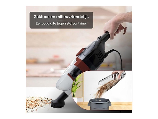 Mpm 2-in-1 stofzuiger zonder zak 600w rood/zwart - afbeelding 4 van  6