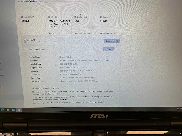 Msi gx70 3be laptop - afbeelding 3 van  3