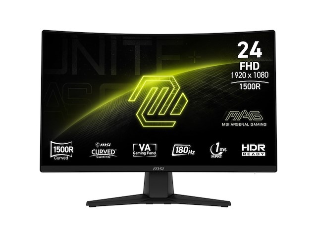Msi mag 242c full hd curved gaming monitor 180hz 24 inch - afbeelding 1 van  6
