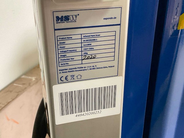 Msw ir-dryer2000.1 infrarood droger - afbeelding 6 van  6