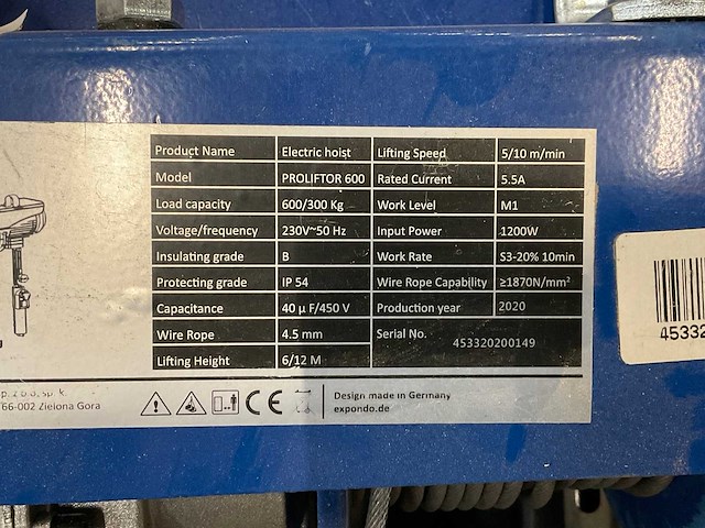 Msw prolifter 600 elektrische takel - afbeelding 3 van  3