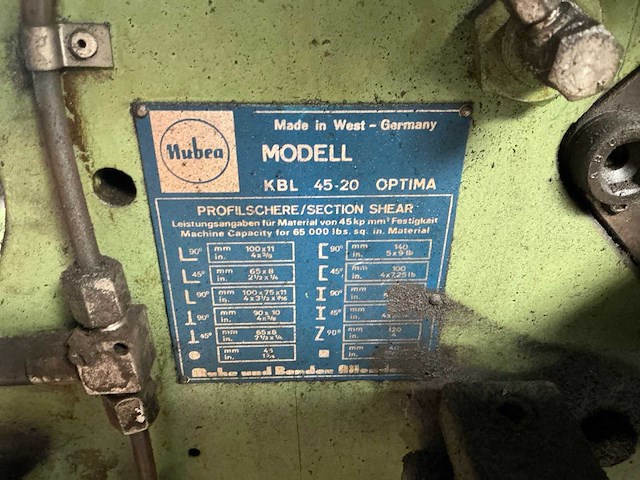 Mubea muhr&bender kbl45-20optima pons- en knipmachine - afbeelding 6 van  16