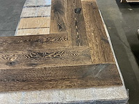 Multiplank visgraat eiken antiek gebrand en geborsteld parketvloer (5,4 m2) - afbeelding 2 van  3