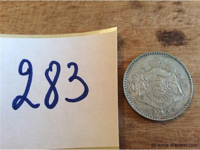 Munt 20fr 1934 - afbeelding 1 van  2