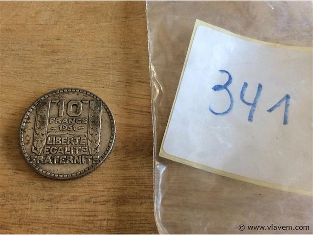 Munt frankrijk 10fr 1931. ag - afbeelding 1 van  2