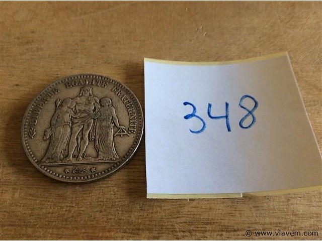 Munt frankrijk 5fr 1875. ag - afbeelding 1 van  2