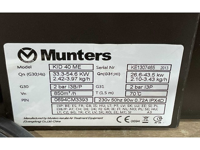 Munters - kid 40 me - gas heater - afbeelding 8 van  8