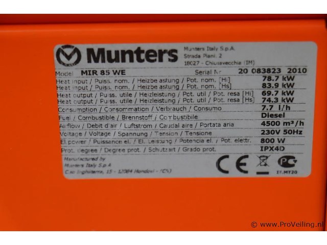 Munters mir luchtverwarmer 85 we 20820141 - afbeelding 17 van  17