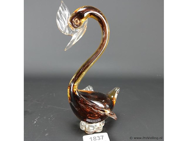 Murano massief glazen zwaan - afbeelding 1 van  5
