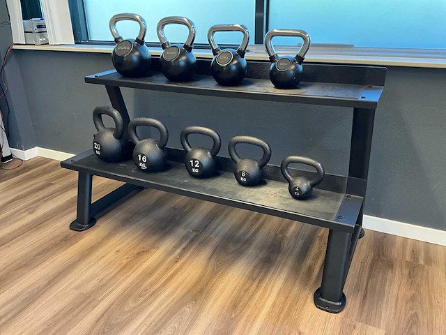 Muscle power kettlebell rack met 9 kettlebells - afbeelding 1 van  4