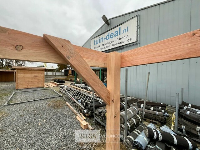 Muur carport/overkapping, afm b310xd300xh185/225 cm - afbeelding 5 van  7
