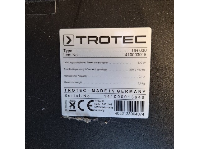 Muurdroger infrarood 230v trotec, tih 630, bouwjaar 2014 - afbeelding 3 van  3
