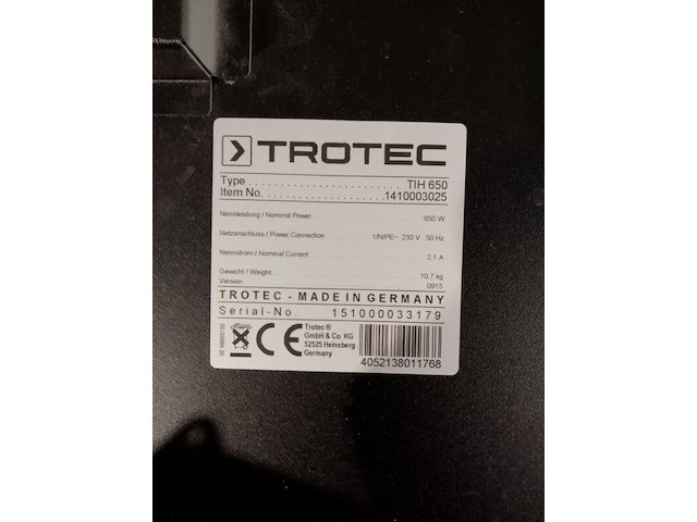 Muurdroger infrarood 230v, trotec, tih 650, 2016 - afbeelding 5 van  7