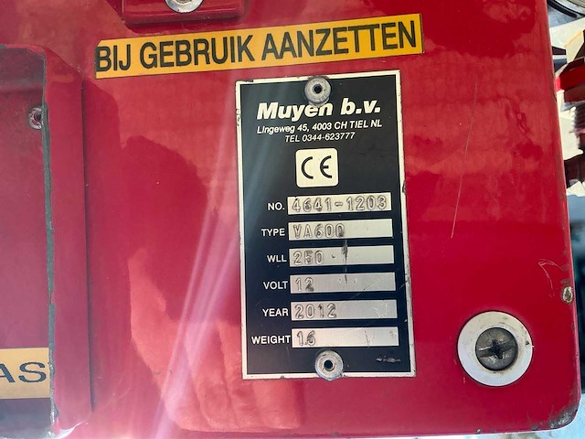 Muyen bv - va600 - vacuümheffer op accu - 2012 - afbeelding 17 van  17