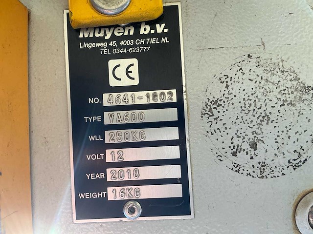 Muyen bv - va600 - vacuümheffer op accu - 2018 - afbeelding 2 van  15