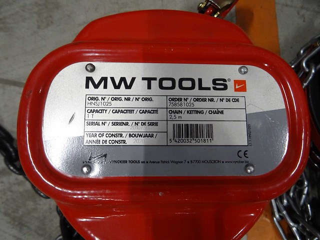 Mw tools - takel 1 ton (2x) - afbeelding 5 van  5