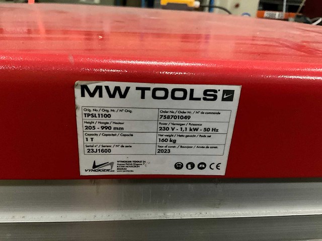 Mw tools tpsl1100 liftplatform - afbeelding 6 van  7